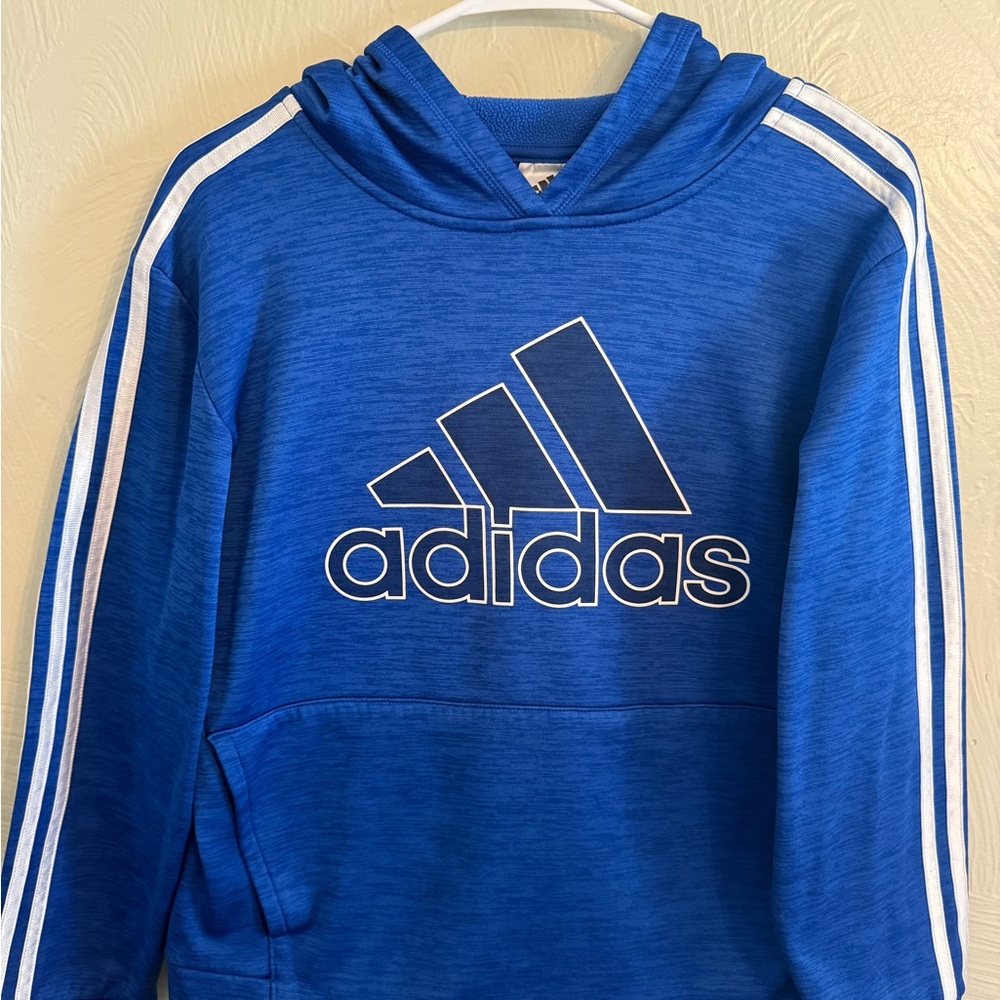 Adidas Kids Royal Blue Hoodie with White Stripes